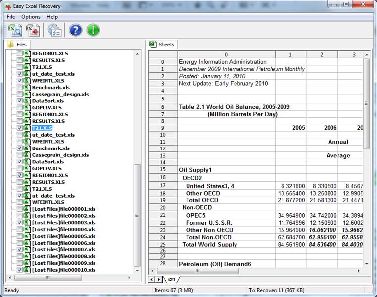 Easy Excel Recovery screenshot Easy Excel Recovery screenshot